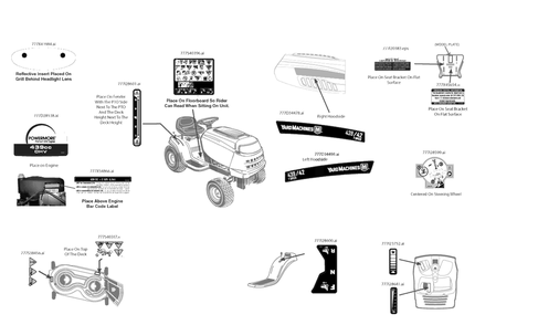 Label Map Diagram and Parts List for 439-42 (13BB775S345)(2021) Yard Machines Lawn Tractor